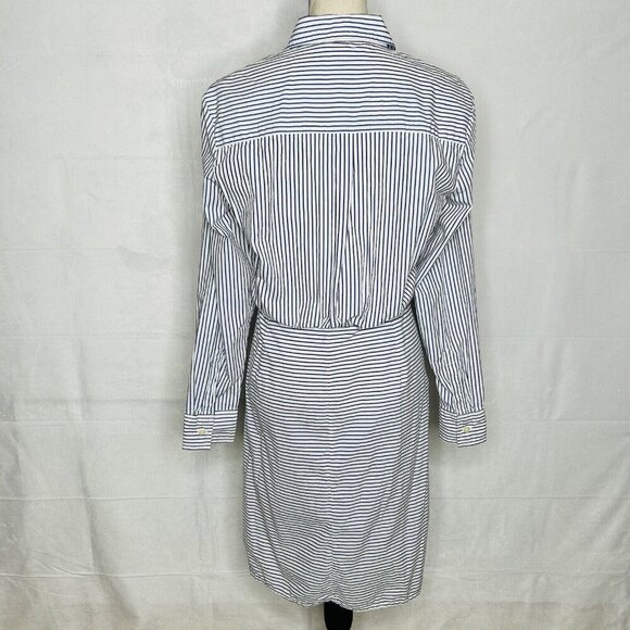 Gap Button-Down Shirt Dress Long-Sleeve Striped Gathered Waist Cotton Sz M - Picture 7 of 10